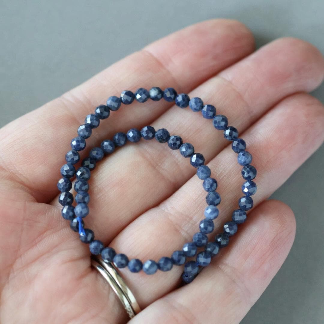3mm Natural Sapphire Beads Dark Blue Sapphire Faceted Genuine Gemstone Beads Jewelry Making Beading Craft Gift September Birthstone