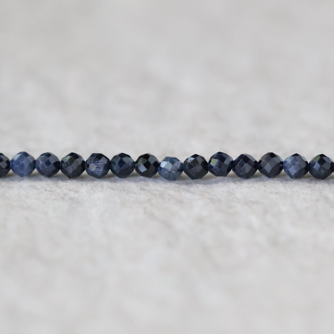 3mm Natural Sapphire Beads - Faceted Round Micro Gemstone