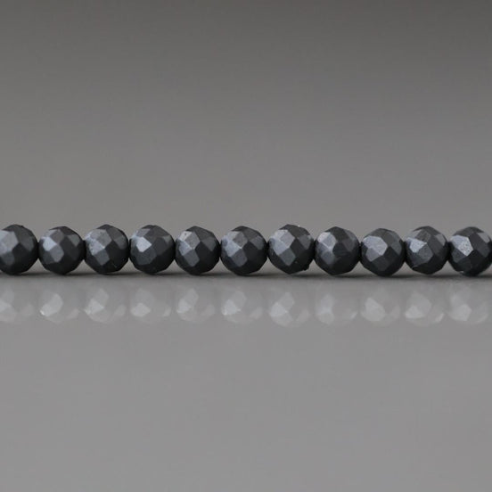 3mm Shungite Micro Faceted Beads 15" Genuine Russian Shungite Beads Black Gemstone Beads Beading Crafter Gift
