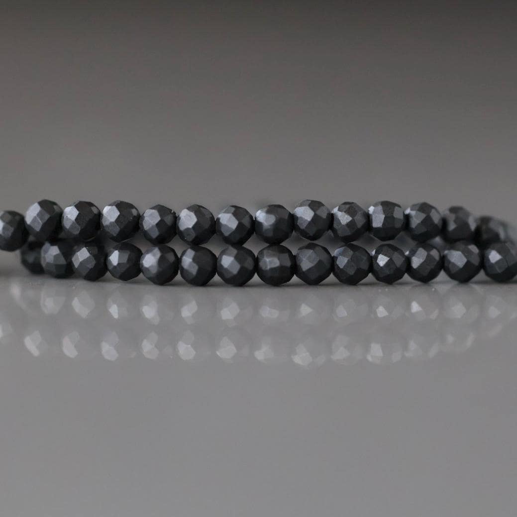 3mm Shungite Micro Faceted Beads 15" Genuine Russian Shungite Beads Black Gemstone Beads Beading Crafter Gift