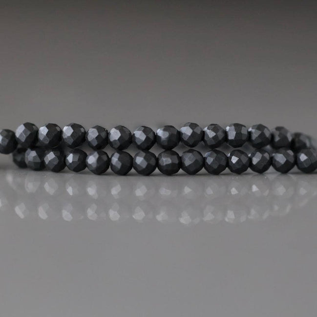 3mm Shungite Micro Faceted Beads 15" Genuine Russian Shungite Beads Black Gemstone Beads Beading Crafter Gift