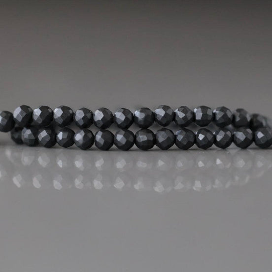 3mm Shungite Micro Faceted Beads 15" Genuine Russian Shungite Beads Black Gemstone Beads Beading Crafter Gift