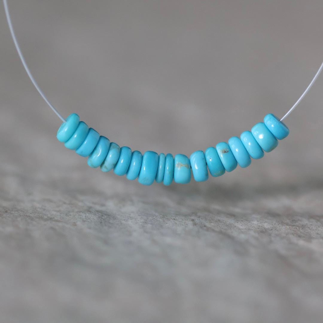 3mm 3.5mm Natural Sleeping Beauty Turquoise Rondelle Beads Smooth 1” Gemstone Beads DIY Jewelry Making December Birthstone