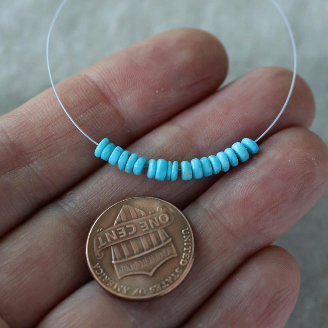 3mm 3.5mm Natural Sleeping Beauty Turquoise Rondelle Beads Smooth 1” Gemstone Beads DIY Jewelry Making December Birthstone