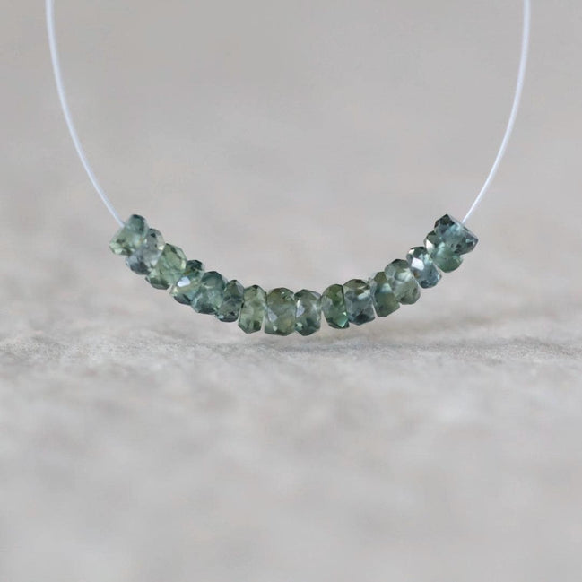 3mm Natural Songea Green Sapphire Beads Rondelle Faceted 1” Genuine Gemstone for DIY Jewelry Making Supplies