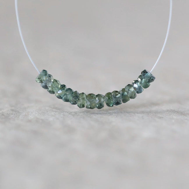3mm Natural Songea Green Sapphire Beads Rondelle Faceted 1” Genuine Gemstone for DIY Jewelry Making Supplies