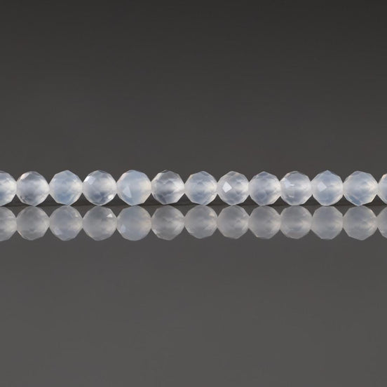 3mm Natural White Agate Micro Faceted Beads 15" White Genuine Gemstone Beads for Jewelry Making Beading Craft Gift Small Beads Tiny