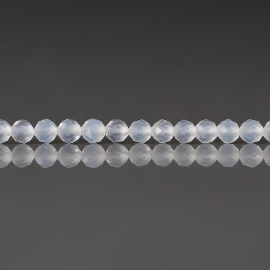 3mm Natural White Agate Beads - Faceted Round Micro Gemstone 15" Strand