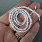 3mm Natural White Agate Beads - Faceted Round Micro Gemstone 15" Strand