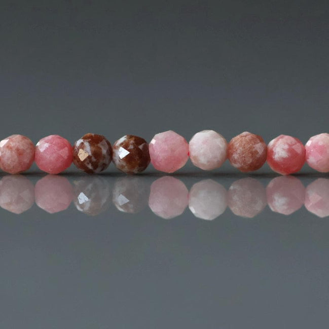3mm Norwegian Thulite Beads Faceted Genuine Tiny Beads 15" Pink Gemstone Beads for Jewelry Making Beading Craft Gift Seed Beads