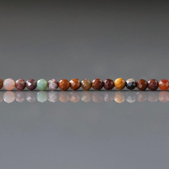3mm Ocean Jasper Faceted Beads Genuine Small Tiny Fancy Jasper Beads 15" Gemstone Beads for Jewelry Making Beading Gift Crafter