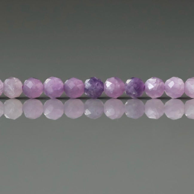3mm AAA Ombre Lepidolite Micro Faceted Beads Genuine Lepidolite Beads 15" Sparkly Gemstone Beads for Jewelry Making