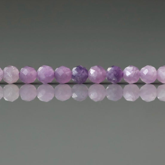 3mm AAA Ombre Lepidolite Micro Faceted Beads Genuine Lepidolite Beads 15" Sparkly Gemstone Beads for Jewelry Making