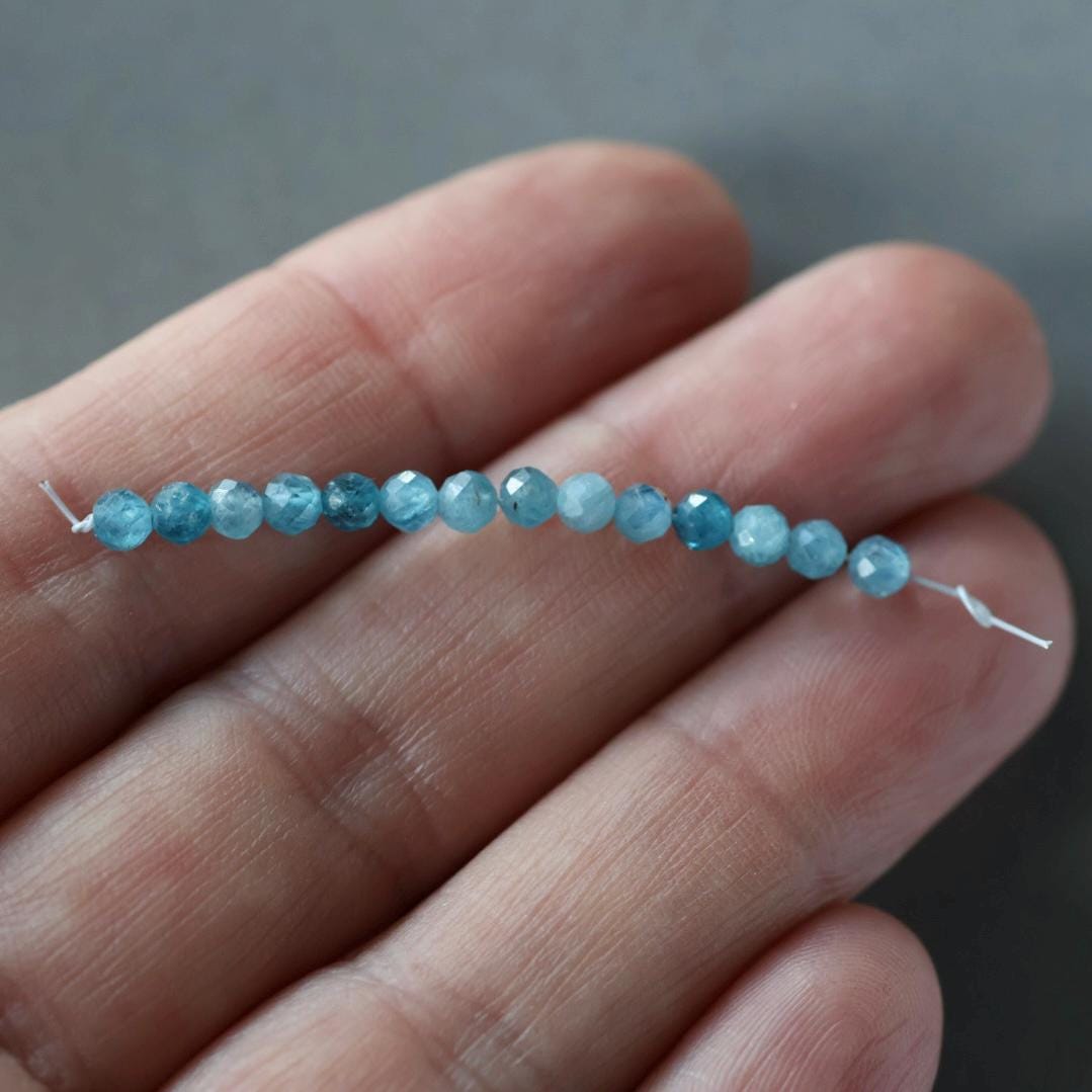 3mm Paraiba Kyanite Beads Micro Faceted Beads 14 PCs Rare Kyanite Gemstone Beads Beading Crafter Gift