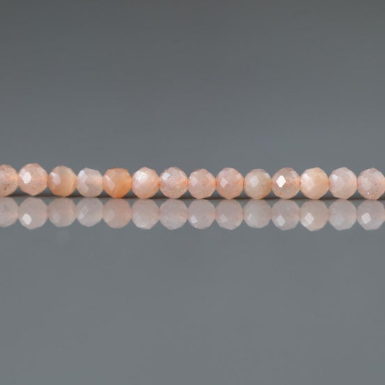 3mm AAA Peach Moonstone Faceted Beads 15" Gemstone Beads Beading Crafter Gift June Birthstone DIY Jewelry