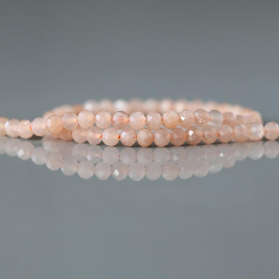 3mm AAA Peach Moonstone Faceted Beads 15" Gemstone Beads Beading Crafter Gift June Birthstone DIY Jewelry