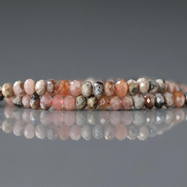 3mm Peach Rhodochrosite Beads Rondelle 15" Genuine Gemstone Beads Jewelry Making Beading Craft Gift Beads Self-Love Abundance