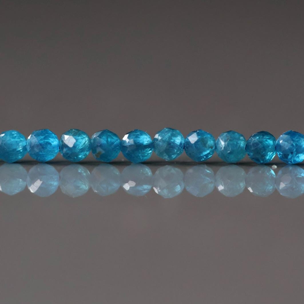 3mm Peacock Apatite Beads – Faceted Round Micro Gemstone 15" Strand