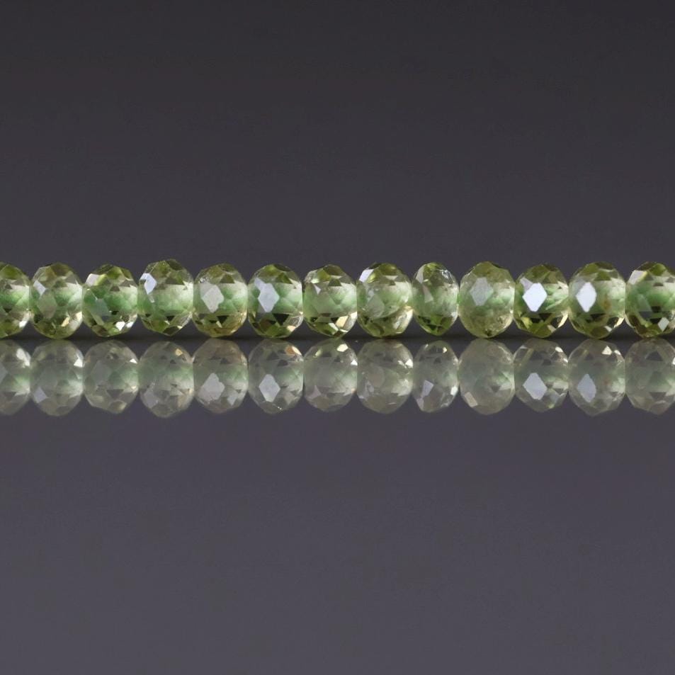 3mm Peridot Beads – Faceted Rondelle Micro Gemstone 15" Strand