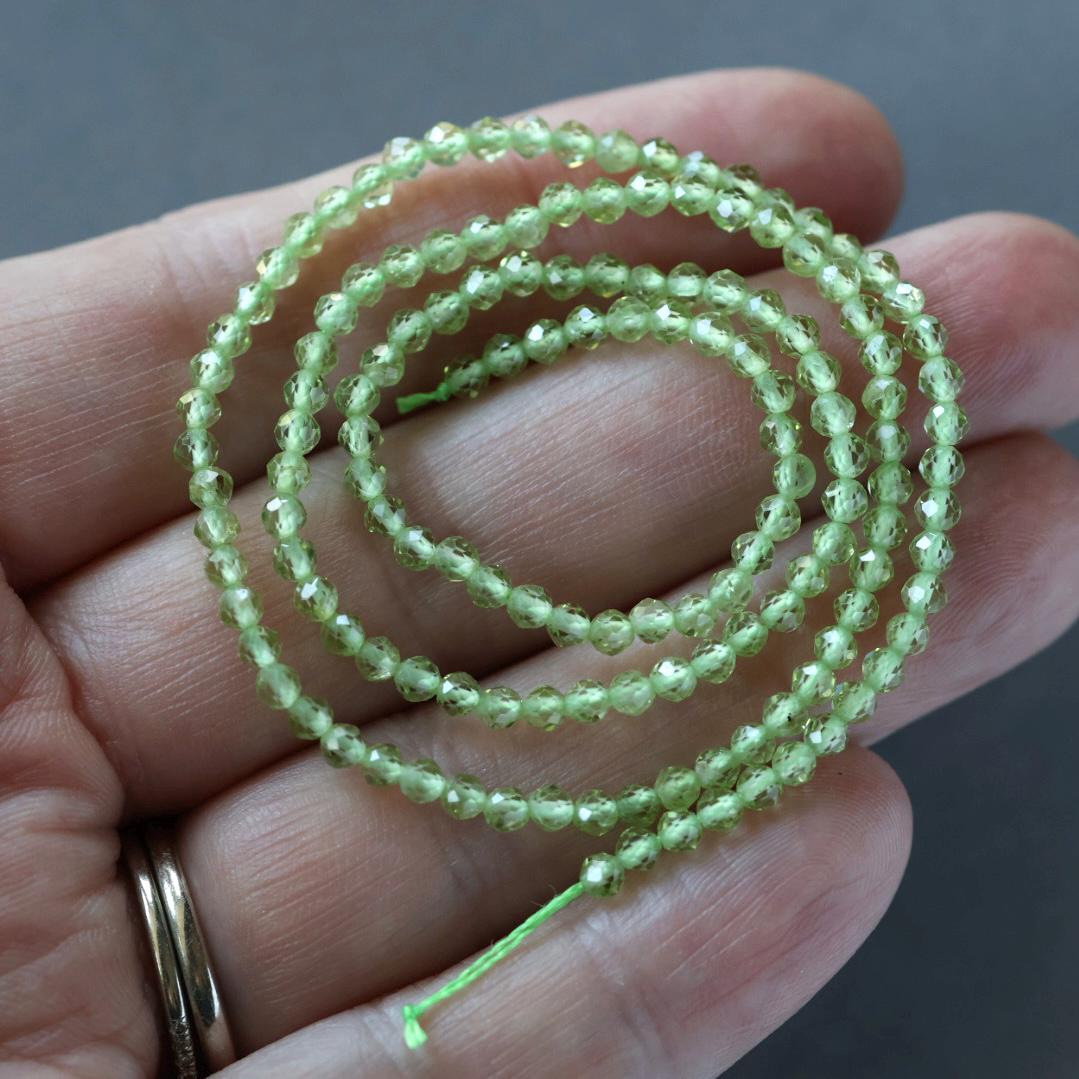 3mm Peridot Beads – Faceted Round Micro Gemstone 15" Strand