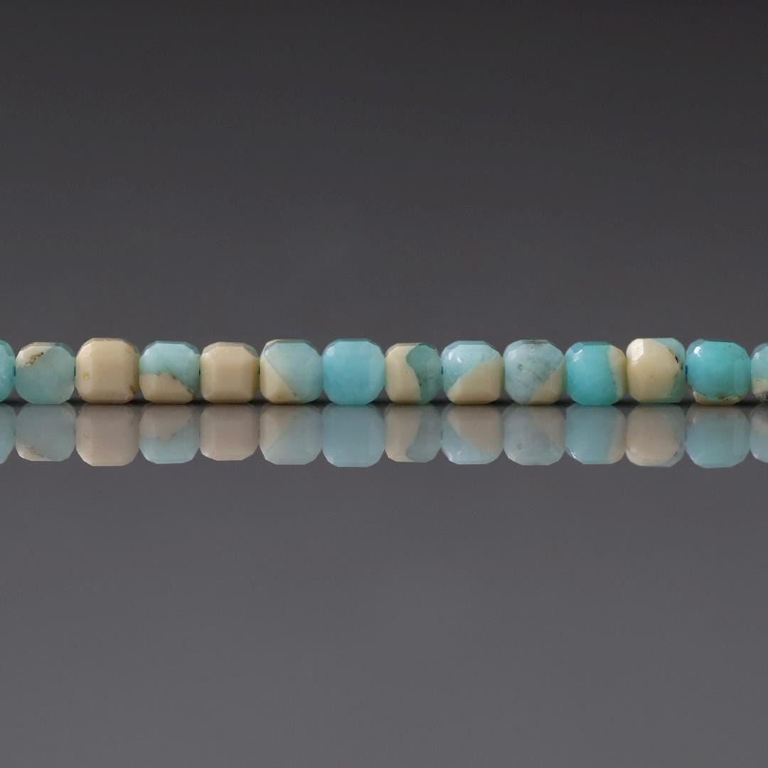 3mm Peruvian Amazonite Cube Beads 15" Bright Blue amazonite feldspar Genuine Gemstone Beads for Jewelry Making Beading Craft Gift Beads