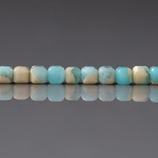 3mm Peruvian Amazonite Cube Beads ‚Äì Natural Gemstone 15" Strand