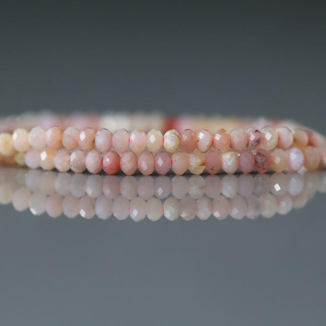 3mm Peruvian Pink Opal Rondelle Beads Faceted 15" Pink Opal Genuine Gemstone Beads Natural Opal for Jewelry Making Beading Craft Gift Beads