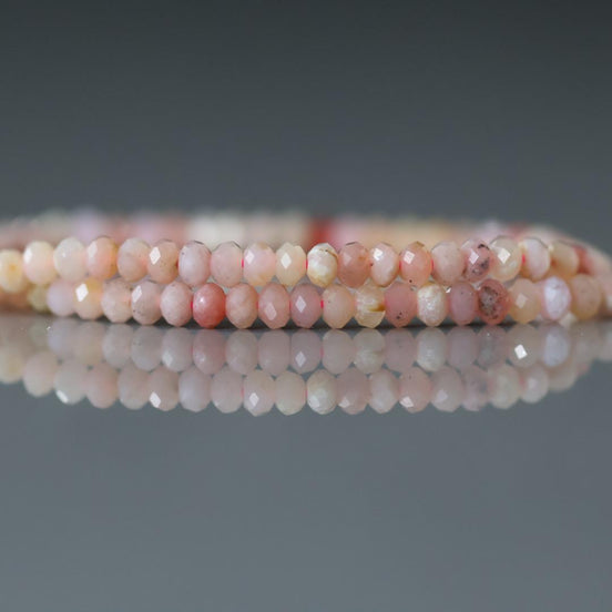 3mm Peruvian Pink Opal Rondelle Beads Faceted 15" Pink Opal Genuine Gemstone Beads Natural Opal for Jewelry Making Beading Craft Gift Beads