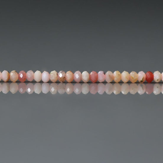 3mm Peruvian Pink Opal Rondelle Beads Faceted 15" Pink Opal Genuine Gemstone Beads Natural Opal for Jewelry Making Beading Craft Gift Beads