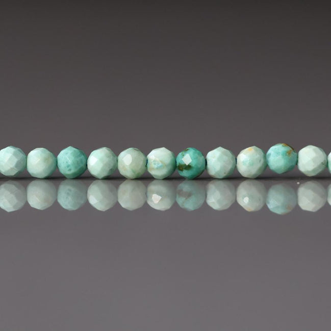 3mm AAA Peruvian Turquoise Faceted Beads 15" Peru Turquoise Genuine Gemstone Beads Jewelry Making Beading Craft Gift December Birthstone