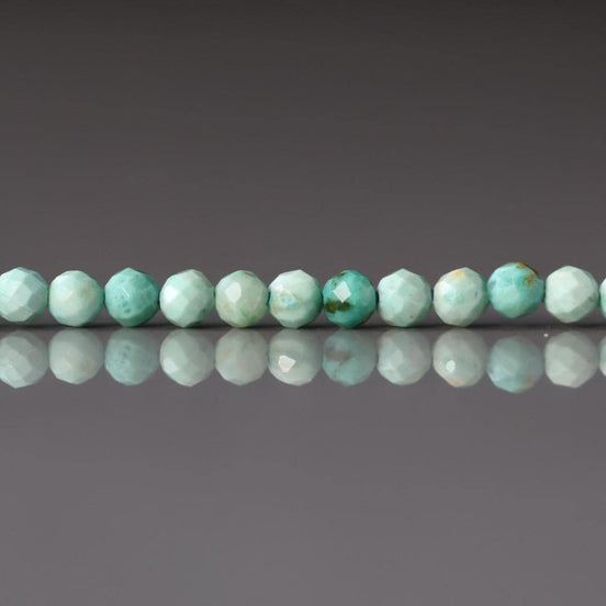 3mm Peruvian Turquoise Beads – Faceted Round Micro Gemstone 15" Strand