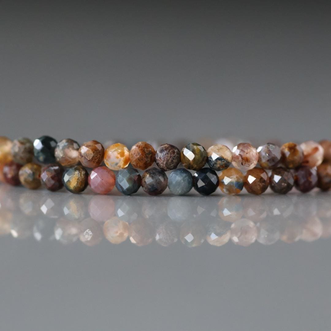 3mm Pietersite Micro Faceted Beads Round Genuine Beads 15" Sparkly Gemstone Beads for Jewelry Making Crafter Gift
