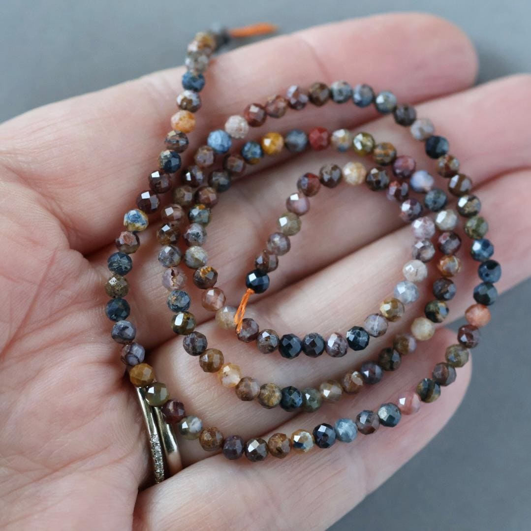 3mm Pietersite Beads - Faceted Round Micro Gemstone 15" Strand