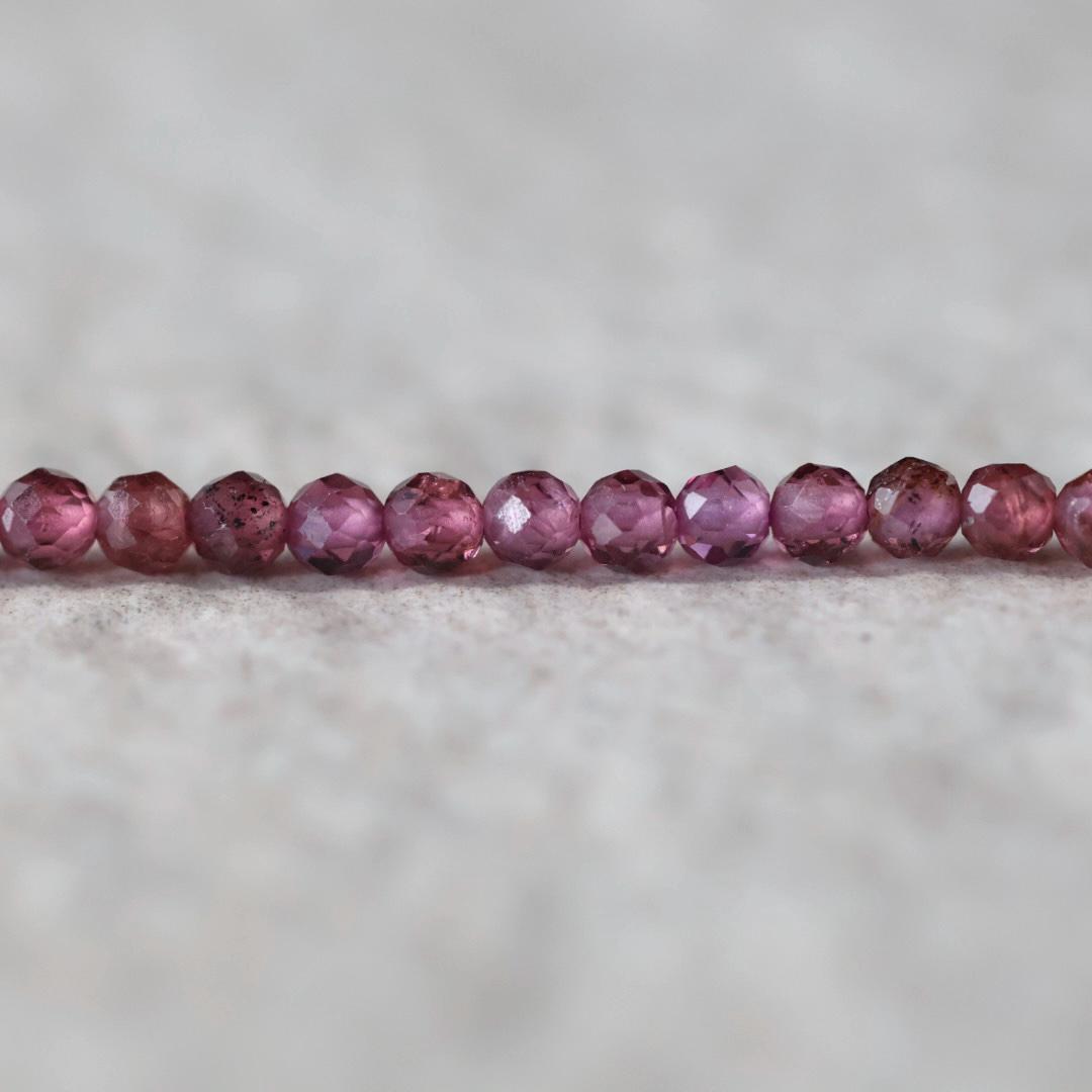3mm Pink Garnet Beads Faceted Round Malaya Garnet 7” Natural Gemstone Beads for DIY Jewelry Making Earrings Necklace