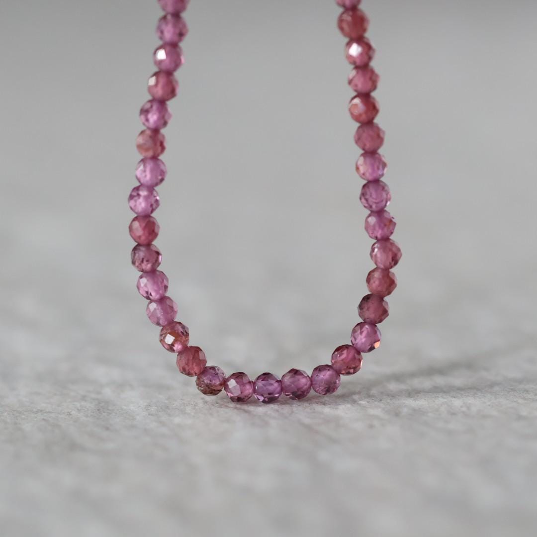3mm Pink Garnet Beads Faceted Round Malaya Garnet 7” Natural Gemstone Beads for DIY Jewelry Making Earrings Necklace