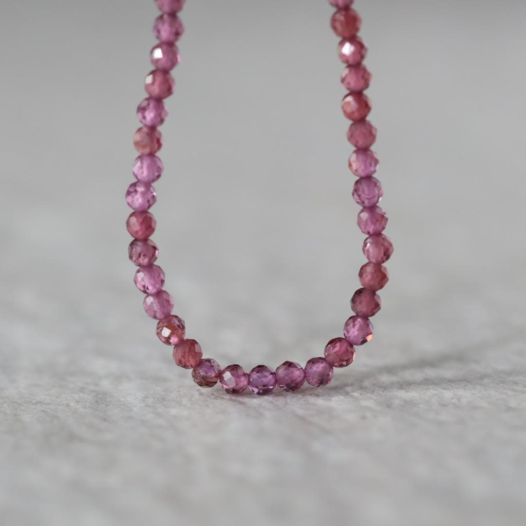 3mm Pink Garnet Beads Faceted Round Malaya Garnet 7” Natural Gemstone Beads for DIY Jewelry Making Earrings Necklace