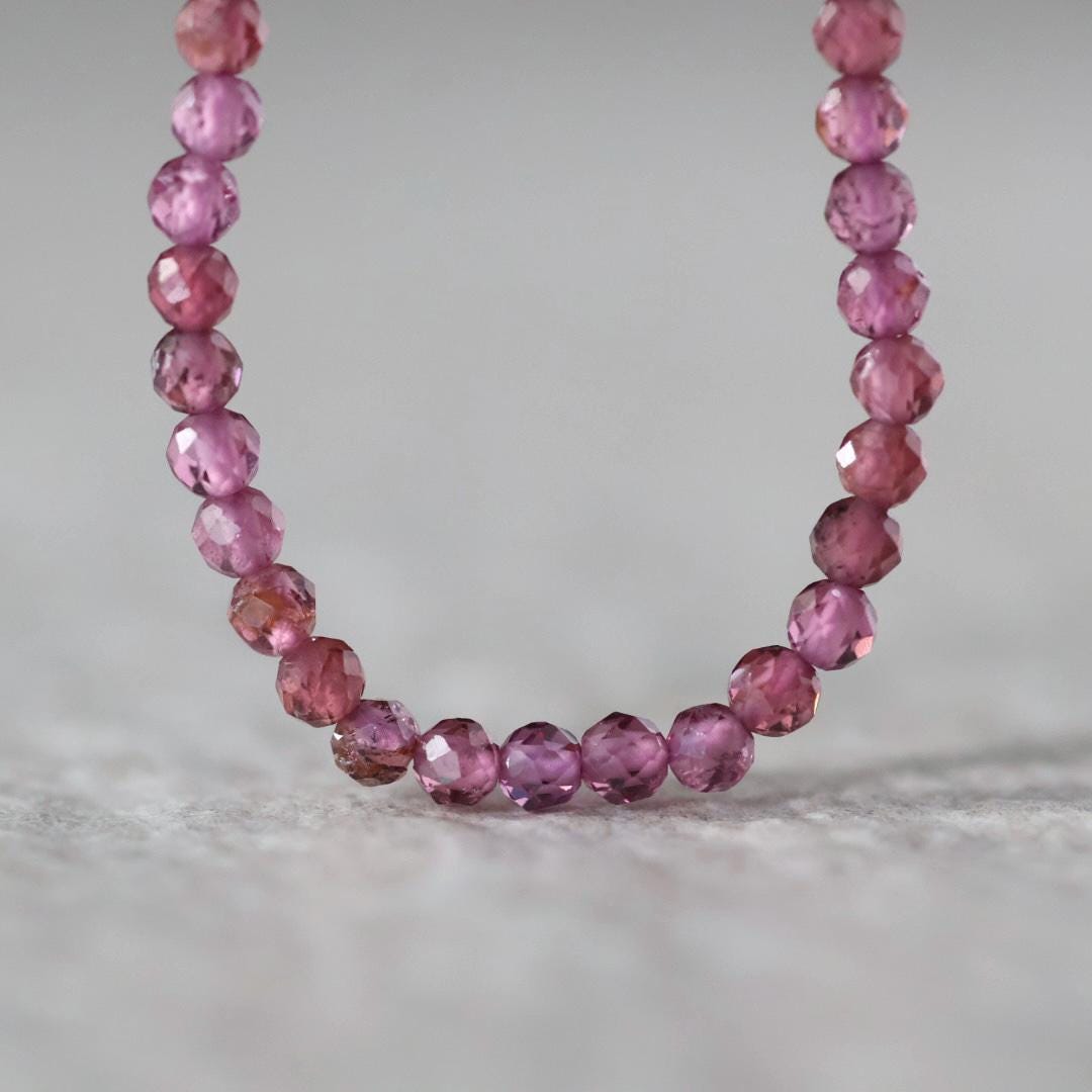 3mm Pink Garnet Beads Faceted Round Malaya Garnet 7” Natural Gemstone Beads for DIY Jewelry Making Earrings Necklace
