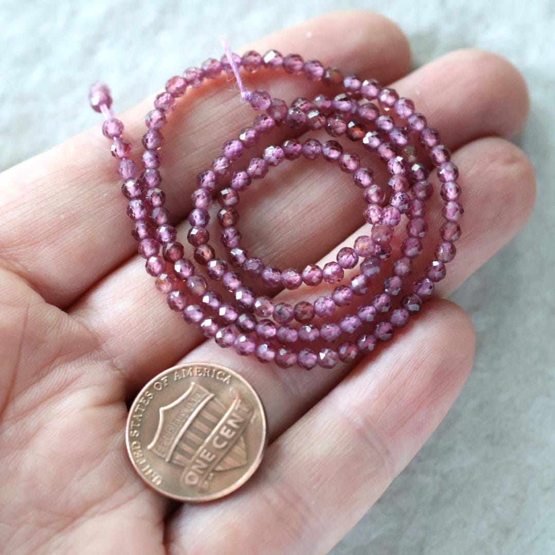 3mm Pink Garnet Beads Faceted Round Malaya Garnet 7” Natural Gemstone Beads for DIY Jewelry Making Earrings Necklace