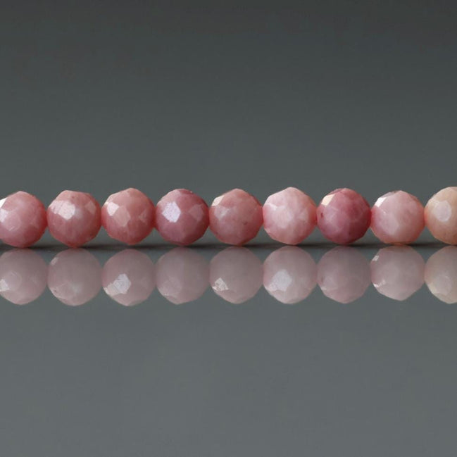 3mm Pink Petrified Wood Jasper Beads ‚Äì Faceted Round Micro Gemstone 15" Strand