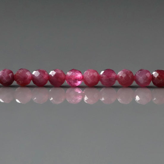 3mm Pink Rubellite Tourmaline Micro Faceted Beads 15" Sparkly Gemstone Beads for Jewelry Making Beading Gift October Birthstone