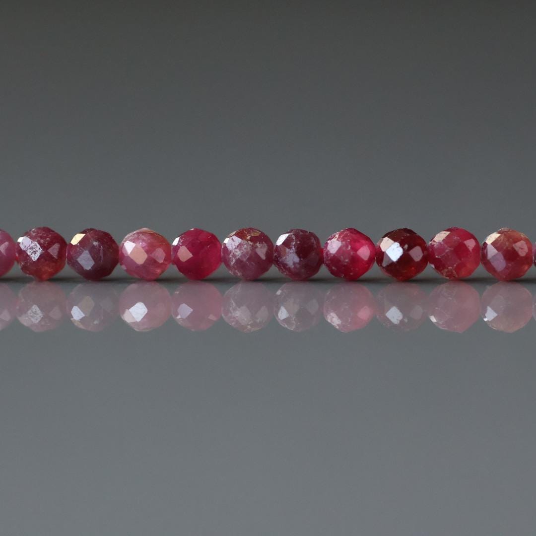 3mm Pink Rubellite Tourmaline Beads – Faceted Round Micro Gemstone 15" Strand