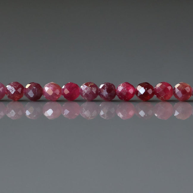 3mm Pink Rubellite Tourmaline Beads – Faceted Round Micro Gemstone 15" Strand