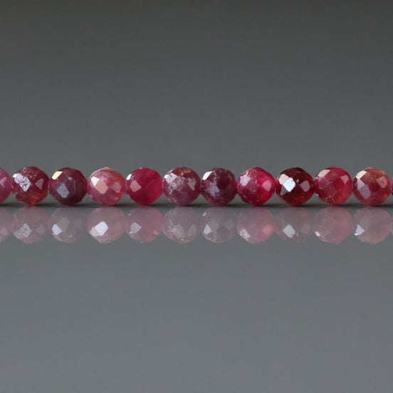 3mm Pink Rubellite Tourmaline Beads – Faceted Round Micro Gemstone 15" Strand