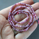 3mm Pink Ruby Beads – Faceted Round Micro Gemstone 15" Strand