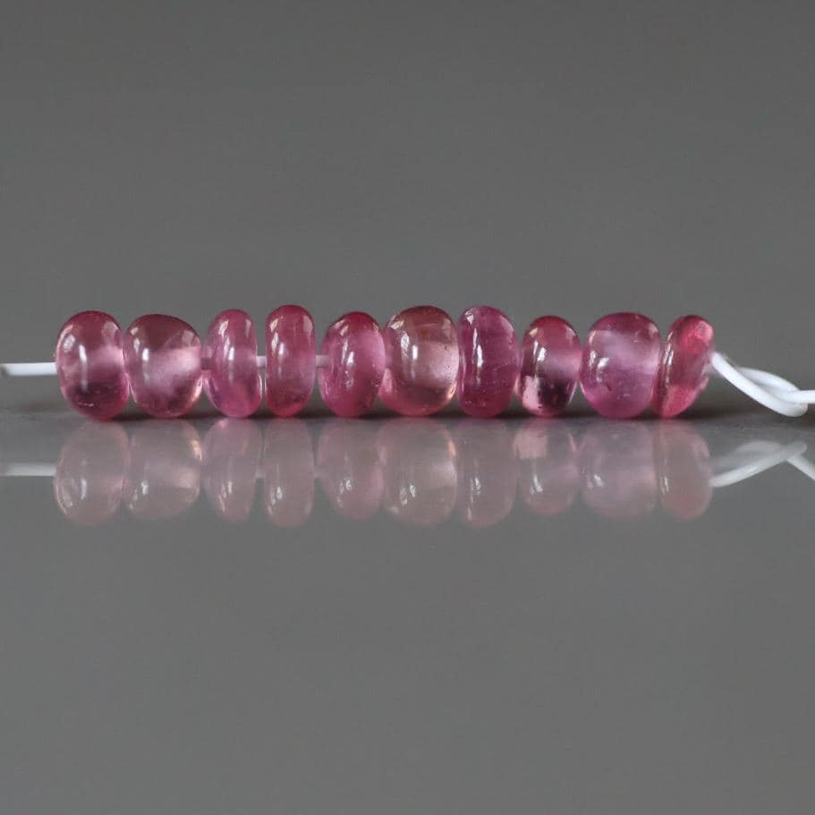 3mm Pink Sapphire Beads Rondelle Smooth 10PCs Genuine Gemstone Beads Jewelry Making Beading Craft Gift September Birthstone