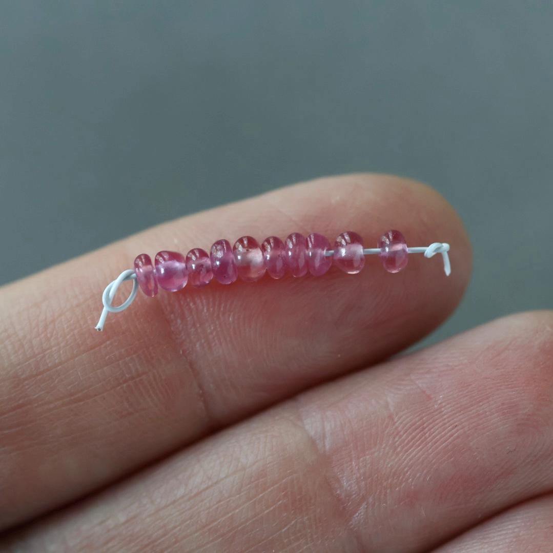 3mm Pink Sapphire Beads Rondelle Smooth 10PCs Genuine Gemstone Beads Jewelry Making Beading Craft Gift September Birthstone