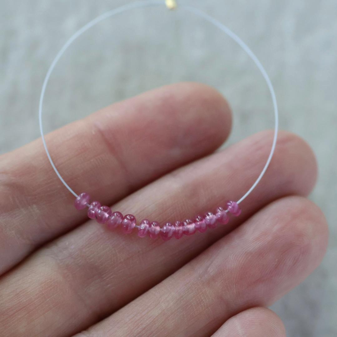 3mm Pink Sapphire Beads - Smooth Rondelle Micro Gemstone 10 Pcs