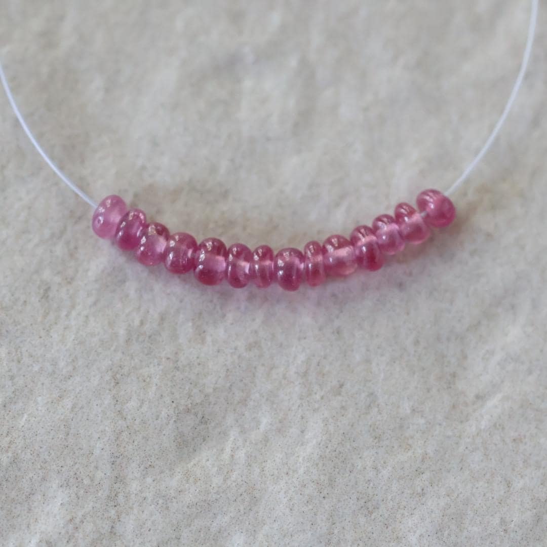 3mm Pink Sapphire Beads - Smooth Rondelle Micro Gemstone 10 Pcs