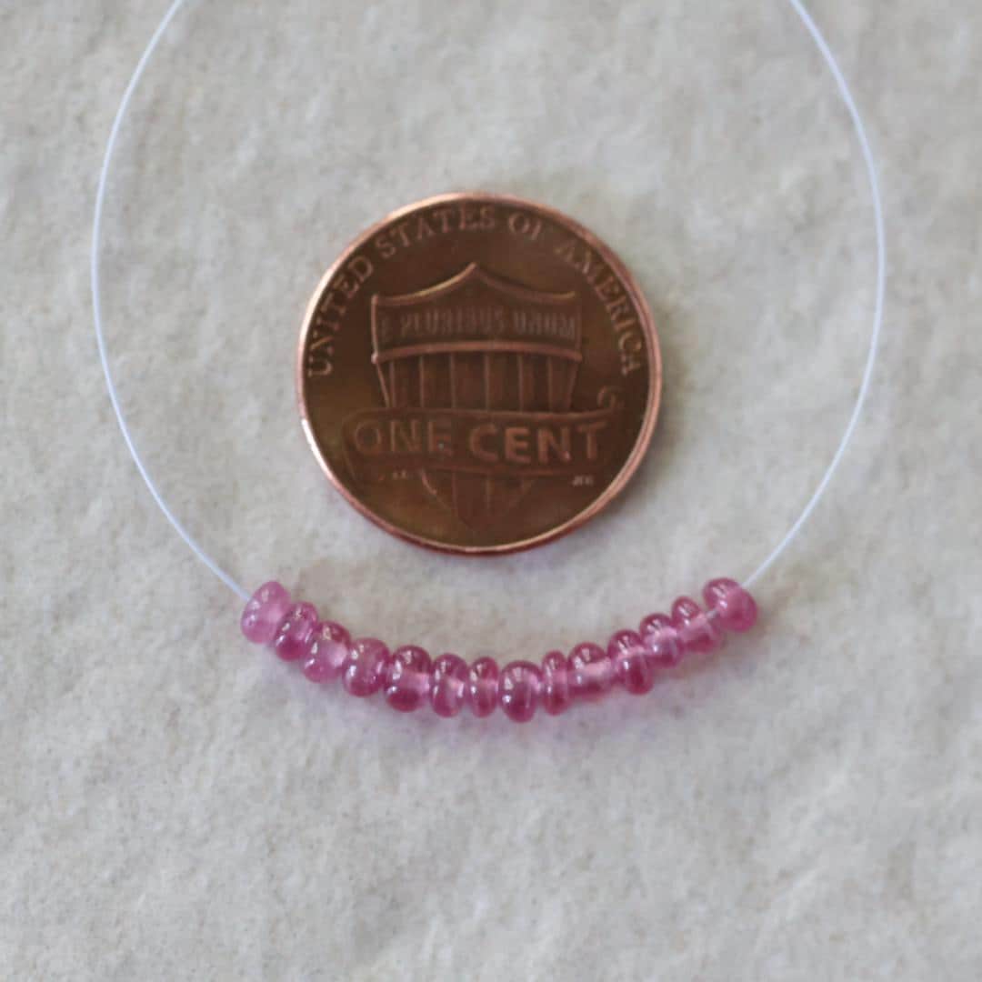 3mm Pink Sapphire Beads - Smooth Rondelle Micro Gemstone 10 Pcs