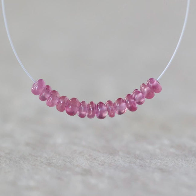 3mm Pink Sapphire Beads - Smooth Rondelle Micro Gemstone 10 Pcs